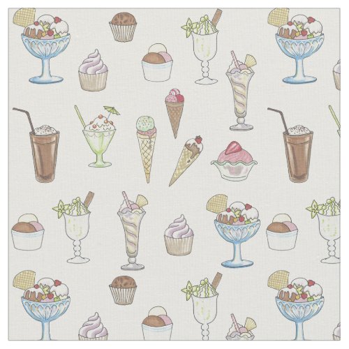 Ice Cream Sundae Collage Fabric