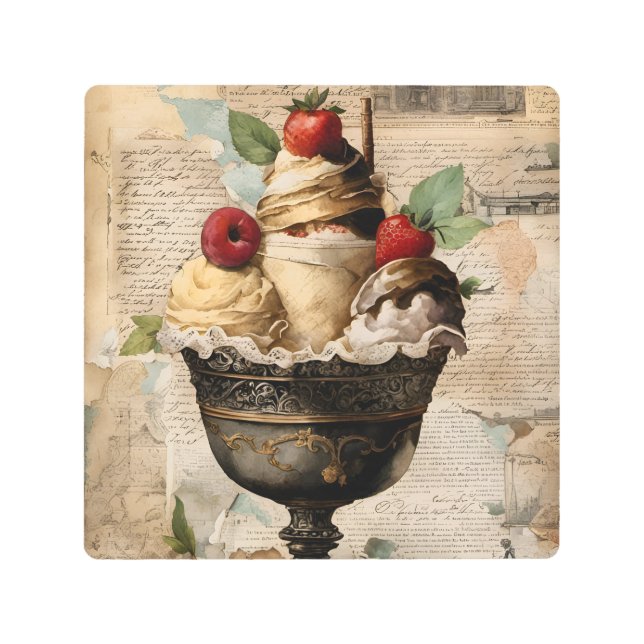 Ice cream Sundae Collage  Metal Print (Front)