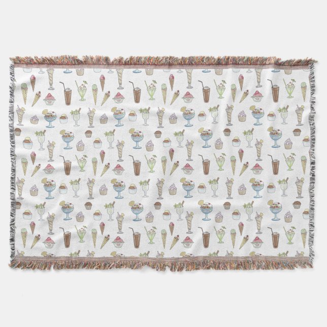 Ice Cream Sundae Collage Pattern Throw Blanket (Front)
