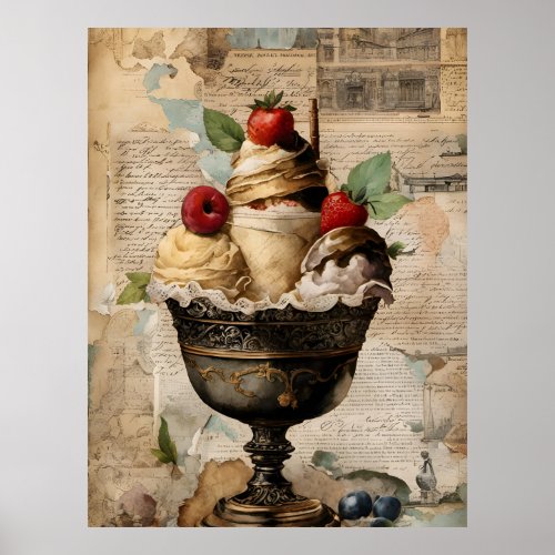 Ice cream Sundae Collage  Poster