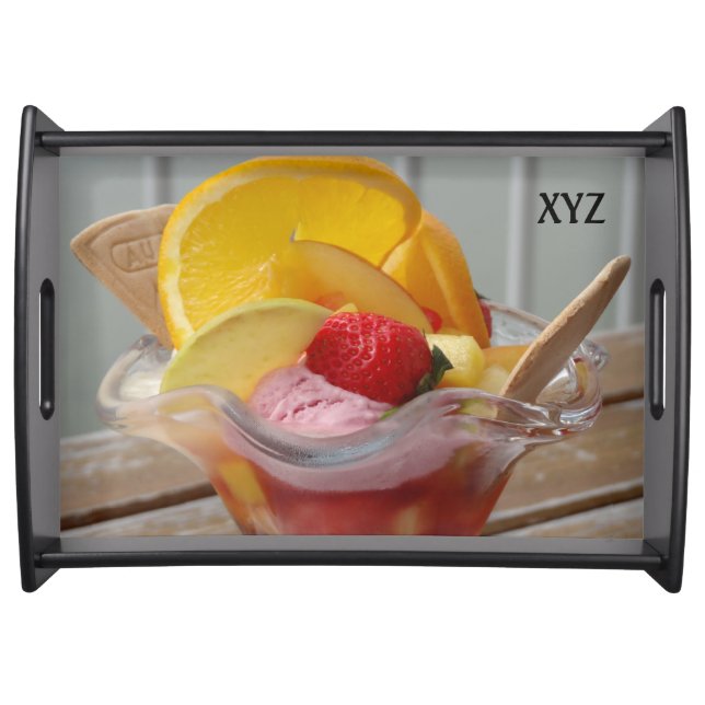 Ice Cream Sundae custom monogram serving tray (Front)