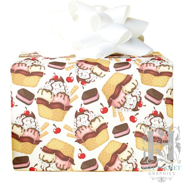 Ice Cream Sundae Gift Wrapping Paper (Creator Uploaded)