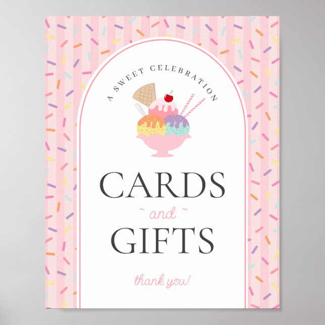 Ice Cream Sundae Heres the Scoop Cards & Gifts Poster (Front)