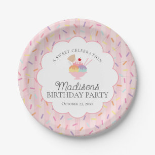 Ice Cream Sundae Heres the Scoop Sweet Birthday Paper Plates
