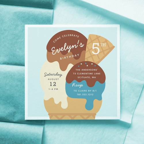 Ice Cream Sundae Kids Birthday Party Invitation