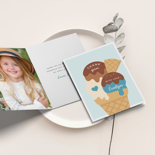 Ice Cream Sundae Kids Birthday Thank You Card