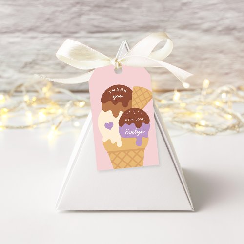 Ice Cream Sundae Kids Birthday Thank You Favor Gift Tags