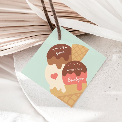 Ice Cream Sundae Kids Birthday Thank You Favor Tags