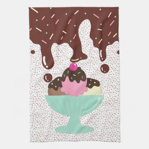 Ice Cream Sundae  Kitchen Towel