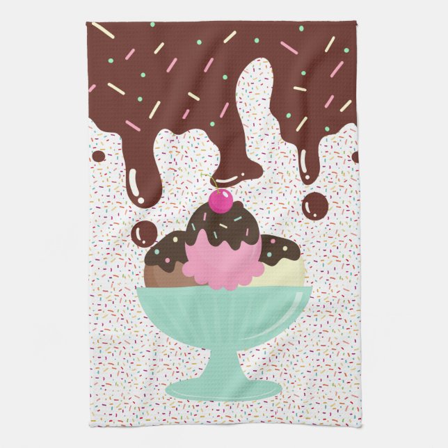 Ice Cream Sundae  Kitchen Towel (Vertical)