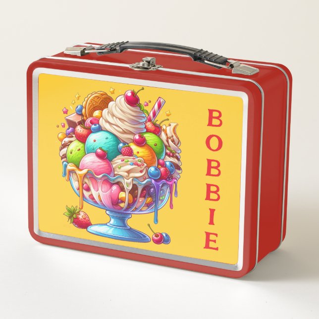 ICE CREAM SUNDAE METAL LUNCH BOX (Front)