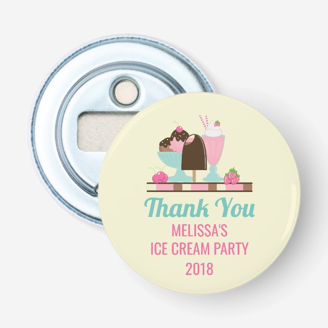 Ice Cream Sundae Party Thank You Bottle Opener (Front)