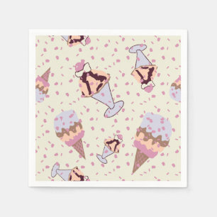 Ice Cream Sundae Pastel Summer Pattern Napkins