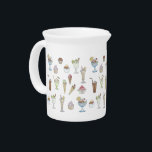 Ice Cream Sundae Pattern White Beverage Pitcher<br><div class="desc">Deliciously cute,  illustrated ice cream and cake collage on decorative summer pitcher.</div>