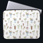 Ice Cream Sundae Pattern White Laptop Sleeve<br><div class="desc">Deliciously cute,  illustrated ice cream and cake collage on decorative laptop case.</div>