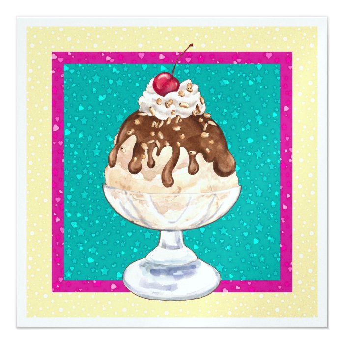 Ice Cream Sundae Personalized Invitations