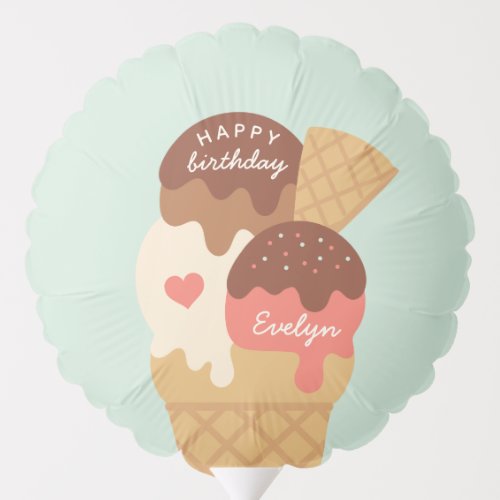 Ice Cream Sundae Personalized Kids Birthday Balloon