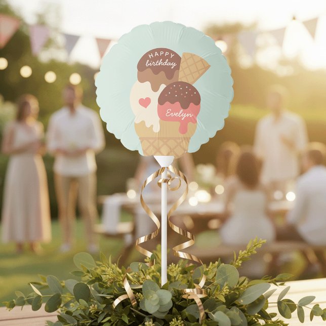 Ice Cream Sundae Personalized Kids Birthday Balloon (Creator Uploaded)
