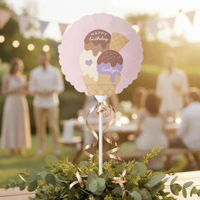 Ice Cream Sundae Personalized Kids Birthday Balloon (Creator Uploaded)