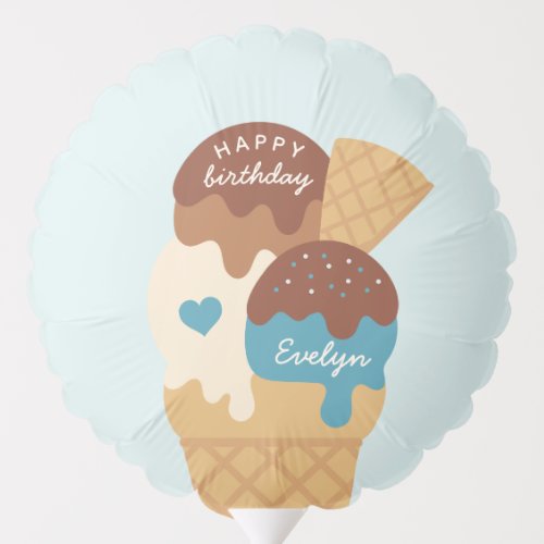 Ice Cream Sundae Personalized Kids Birthday Balloon