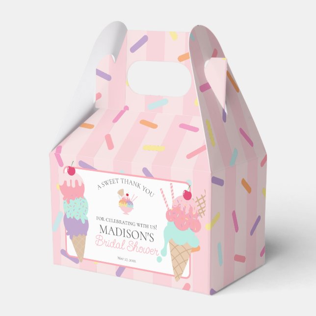 Ice Cream Sundae Scooped Up Bridal Shower Favor Boxes (Front Side)