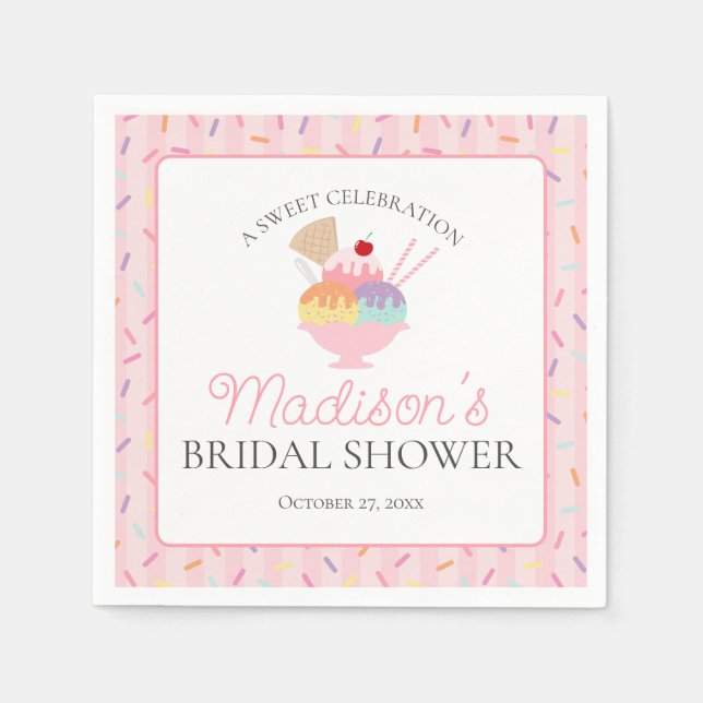 Ice Cream Sundae Scooped Up Bridal Shower Napkins (Front)