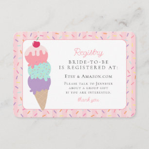 Ice Cream Sundae Scooped Up Bridal Shower Registry Enclosure Card