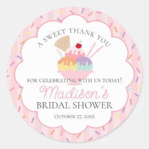 Ice Cream Sundae Scooped Up Sweet Bridal Shower Classic Round Sticker