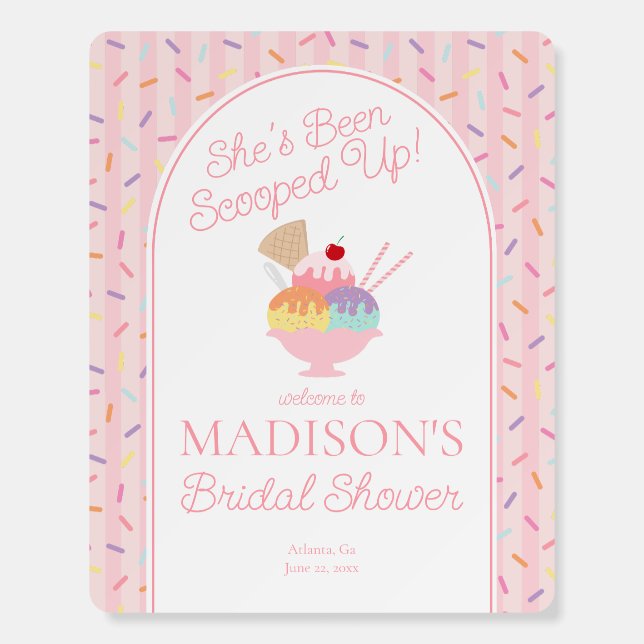 Ice Cream Sundae Scooped Up Sweet Bridal Shower Foam Board (Front)