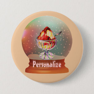 Ice cream sundae snow globe button