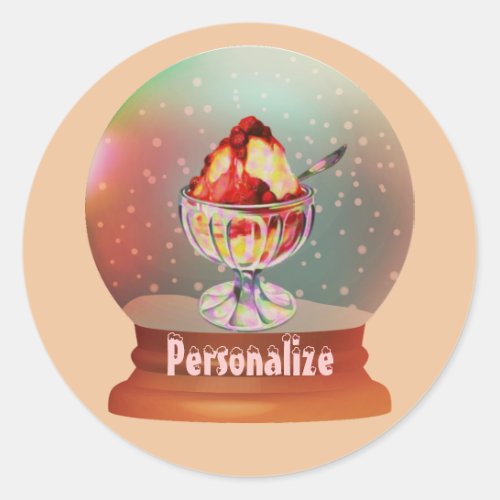 Ice cream sundae snow globe cute sticker