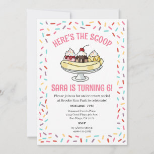 Ice Cream Sundae Social Watercolor Birthday Invitation