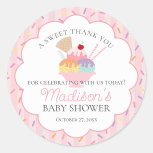 Ice Cream Sundae Sprinkled with Love Baby Shower Classic Round Sticker