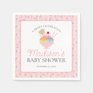 Ice Cream Sundae Sprinkled with Love Baby Shower Napkins