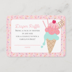 Ice Cream Sundae Sprinkled With Love Diaper Raffle Enclosure Card