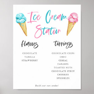 Ice Cream Bar Sign Ice Cream Social Birthday Ice Cream Truck Party Sig -  Design My Party Studio