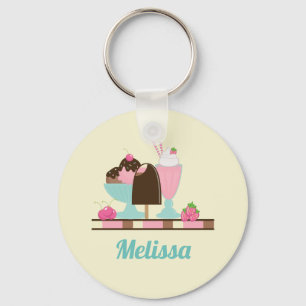 Ice Cream Sundae Summery Treats Custom Keychain