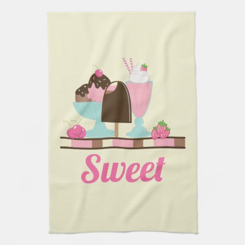 Ice Cream Sundae Summery Treats Kitchen Towel