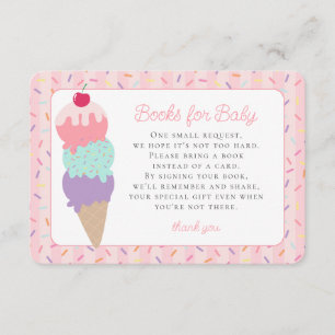 Ice Cream Sundae Sweet Books for Baby Sprinkle Enclosure Card