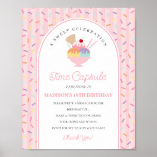 Ice Cream Sundae Sweet One Birthday Time Capsule Poster