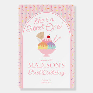 Ice Cream Sundae Sweet One First Birthday Party Foam Board