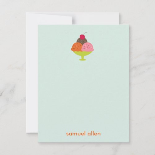 Ice Cream Sundae Thank You Cards Blue