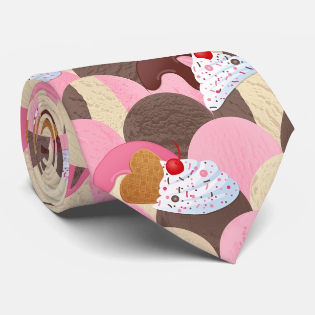 Ice Cream Sundaes Neck Tie (Rolled)