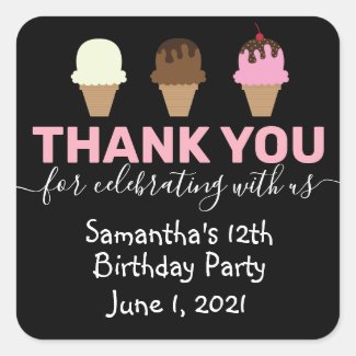 Ice Cream Sundaes Pink/Black Thanks Celebrating