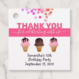 Ice Cream Sundaes Pink Thanks Celebrating Birthday