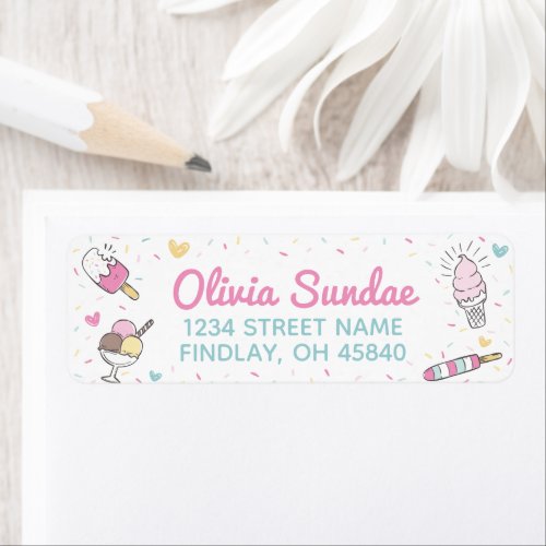 Ice Cream Sweet Celebration Birthday Party Address Label