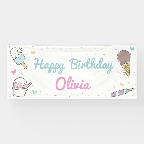 Ice Cream Sweet Celebration Birthday Party Any Age Banner