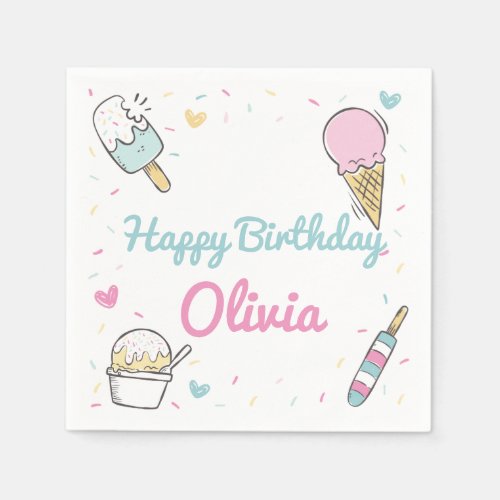 Ice Cream Sweet Celebration Birthday Party Any Age Napkins