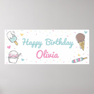 Ice Cream Sweet Celebration Birthday Party Any Age Poster