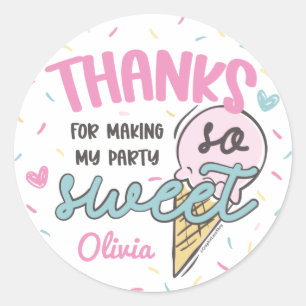 Ice Cream Sweet Celebration Birthday Thank You Classic Round Sticker